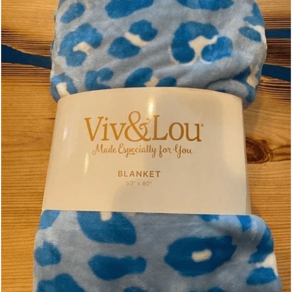 Other - Viv & Lou Blue Leopard Blanket - NWT